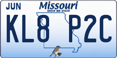 MO license plate KL8P2C