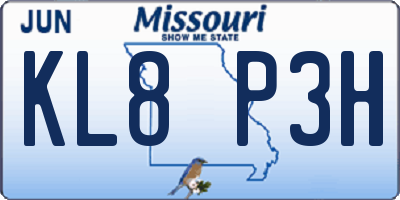 MO license plate KL8P3H