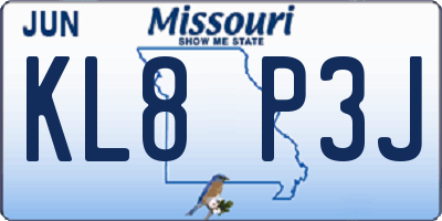 MO license plate KL8P3J