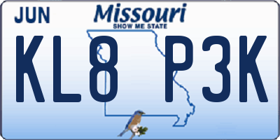 MO license plate KL8P3K