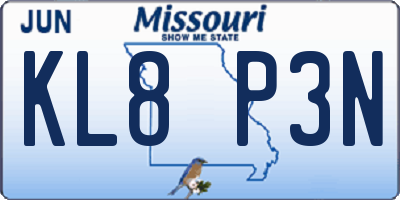 MO license plate KL8P3N