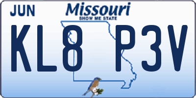 MO license plate KL8P3V