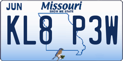 MO license plate KL8P3W