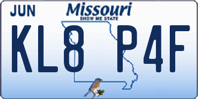 MO license plate KL8P4F