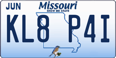 MO license plate KL8P4I