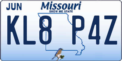 MO license plate KL8P4Z