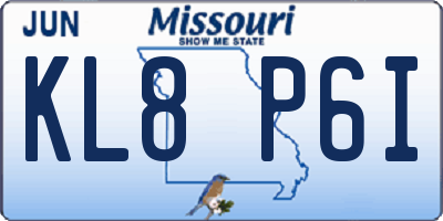 MO license plate KL8P6I