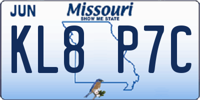MO license plate KL8P7C