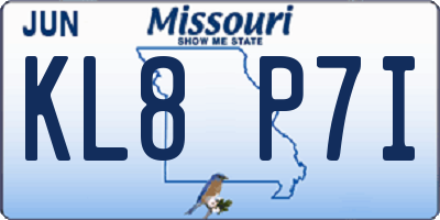 MO license plate KL8P7I