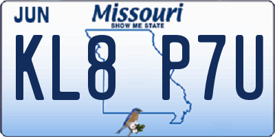 MO license plate KL8P7U