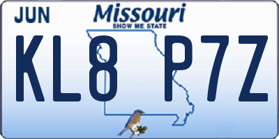 MO license plate KL8P7Z