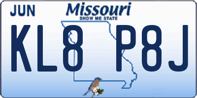 MO license plate KL8P8J