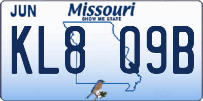 MO license plate KL8Q9B