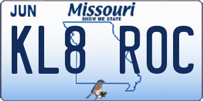 MO license plate KL8R0C