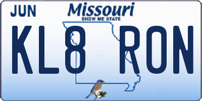 MO license plate KL8R0N