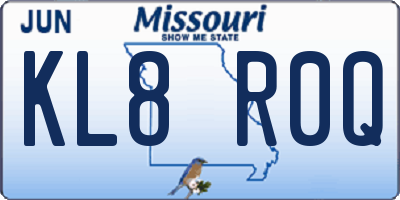 MO license plate KL8R0Q