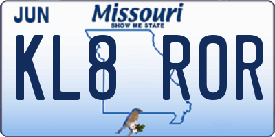 MO license plate KL8R0R
