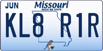 MO license plate KL8R1R