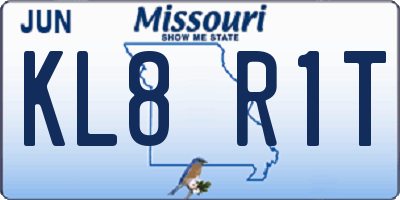 MO license plate KL8R1T