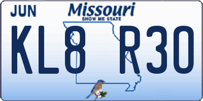 MO license plate KL8R3O