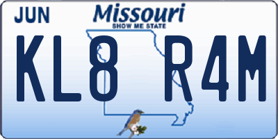 MO license plate KL8R4M