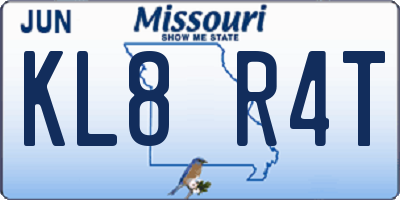MO license plate KL8R4T