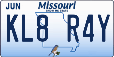 MO license plate KL8R4Y