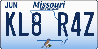 MO license plate KL8R4Z