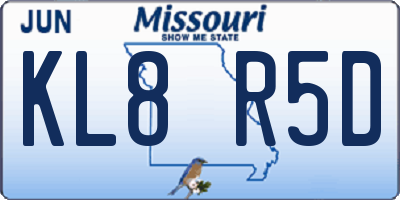 MO license plate KL8R5D