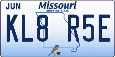 MO license plate KL8R5E