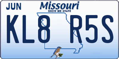 MO license plate KL8R5S