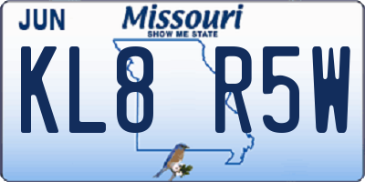 MO license plate KL8R5W