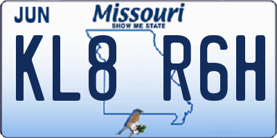 MO license plate KL8R6H
