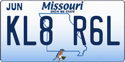 MO license plate KL8R6L