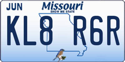 MO license plate KL8R6R