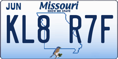 MO license plate KL8R7F