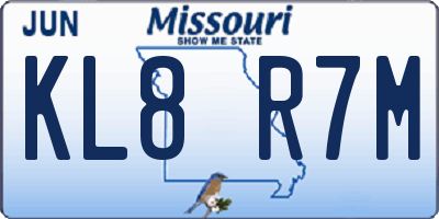 MO license plate KL8R7M