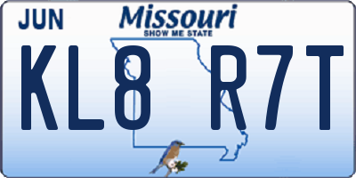 MO license plate KL8R7T