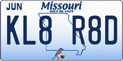 MO license plate KL8R8D