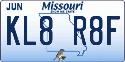 MO license plate KL8R8F