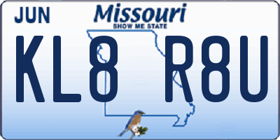 MO license plate KL8R8U