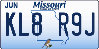 MO license plate KL8R9J