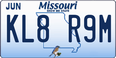 MO license plate KL8R9M