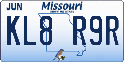 MO license plate KL8R9R