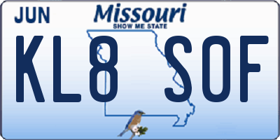 MO license plate KL8S0F