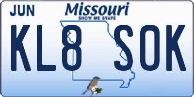 MO license plate KL8S0K