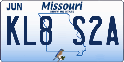 MO license plate KL8S2A