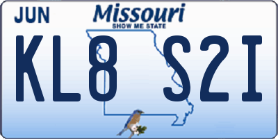 MO license plate KL8S2I