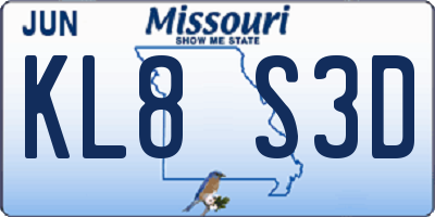 MO license plate KL8S3D