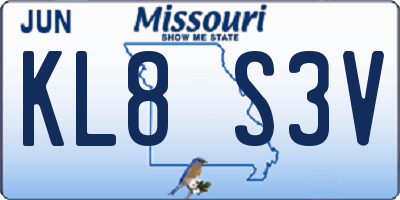 MO license plate KL8S3V